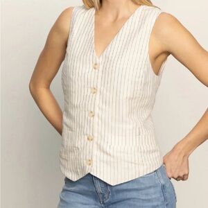 Sanctuary Striped Sleeveless Button-Up Top